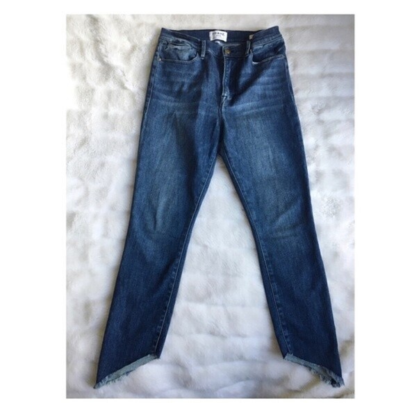 Frame Women's Le High Skinny Side Fray Jeans 30 Winter High Boots High Waist - Picture 2 of 13